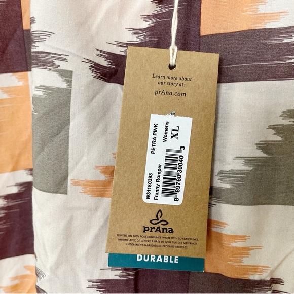 NWT PrAna‎ Franny Romper Sleeveless with Abstract Pattern Size XL - Picture 5 of 11